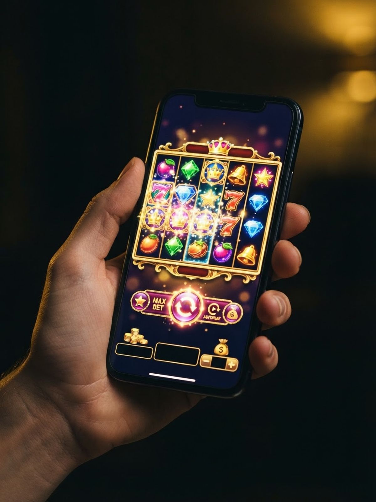 Téléphone mobile affichant un jeu de casino
